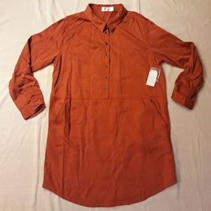 Burnt Orange Button Down Shirt Dress